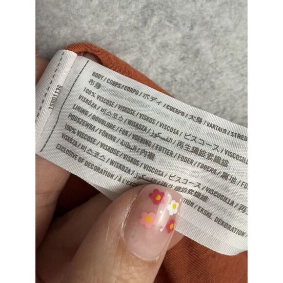 Abercrombie & Fitch Dress Womens Large Orange Floral Garden Party Midi Buttons - Picture 5 of 11